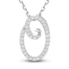 Thumbnail Image 1 of Diamond Initial O Pendant Necklace 1/10 ct tw Round 10K White Gold