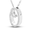 Thumbnail Image 2 of Diamond Initial O Pendant Necklace 1/10 ct tw Round 10K White Gold