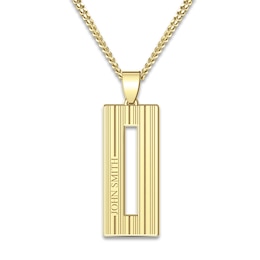 Men's Engravable Pendant Necklace Yellow Gold-Plated Sterling Silver 22&quot;