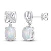 Thumbnail Image 0 of Y-Knot Natural Opal Dangle Earrings 1/15 ct tw Diamonds 14K White Gold