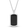 Thumbnail Image 1 of Y-Knot Men's Diamond Necklace 1/20 ct tw Round Black Enamel/Sterling Silver 22&quot;