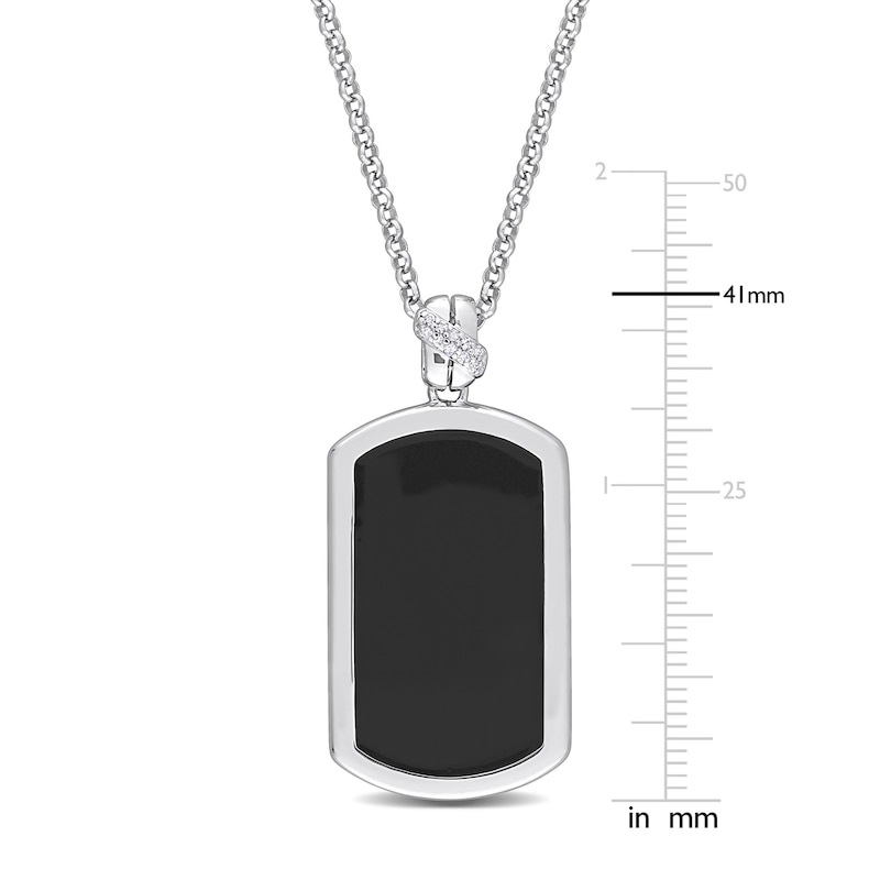 Main Image 3 of Y-Knot Men's Diamond Necklace 1/20 ct tw Round Black Enamel/Sterling Silver 22&quot;