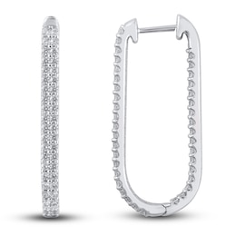 Diamond Hoop Earrings 1-1/2 ct tw Round 14K White Gold