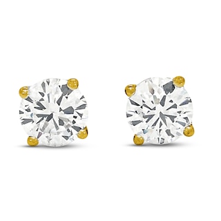 Lab-Created Diamond Solitaire Stud Earrings 1 1/4 ct tw Round 14K ...