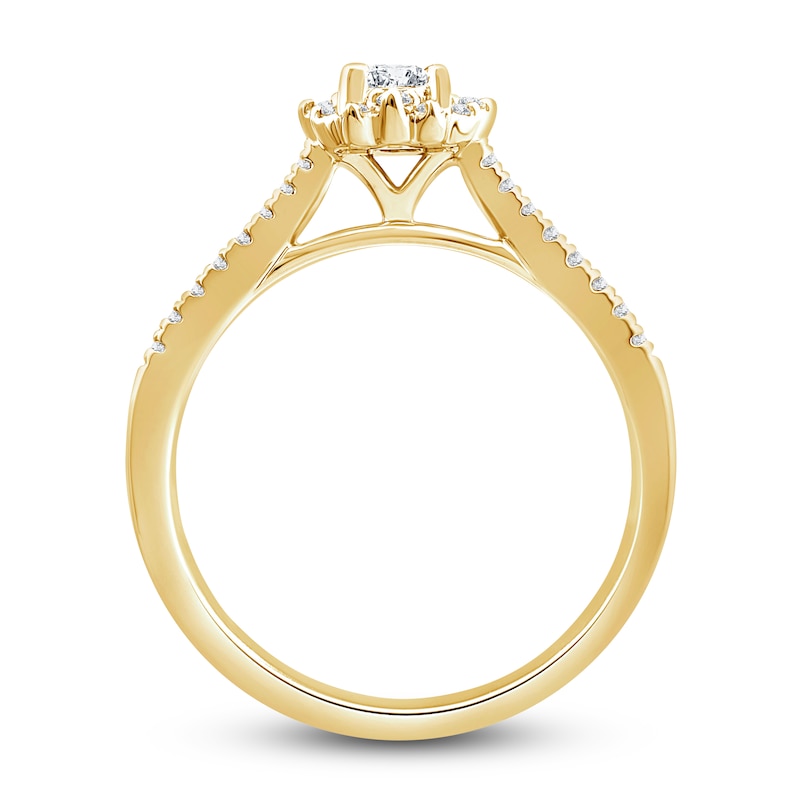 Diamond Engagement Ring 1 ct tw Emerald/Round 14K Yellow Gold