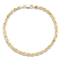 Solid Glitter Rope Bracelet 10K Yellow Gold 8.5&quot;