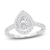 Thumbnail Image 1 of Diamond Double Halo Engagement Ring 3/4 ct tw Pear/Round 14K White Gold