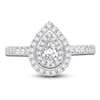 Thumbnail Image 3 of Diamond Double Halo Engagement Ring 3/4 ct tw Pear/Round 14K White Gold