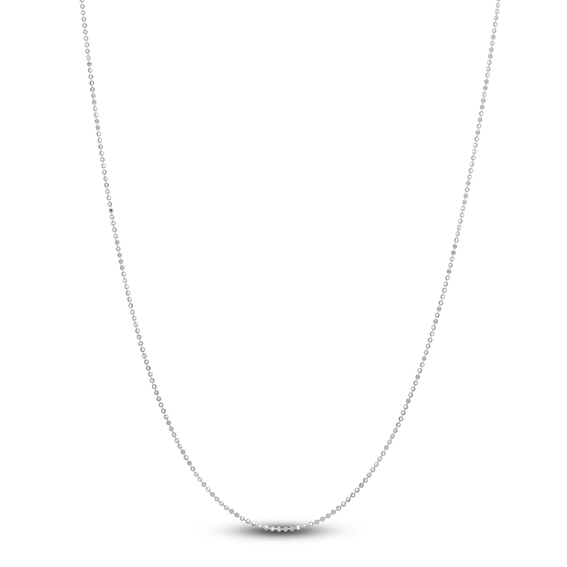 Diamond-Cut Beaded Chain Necklace 14K White Gold 20" 1.1mm