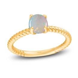 Kallati Round-Cut Natural Opal Ring 14K Yellow Gold