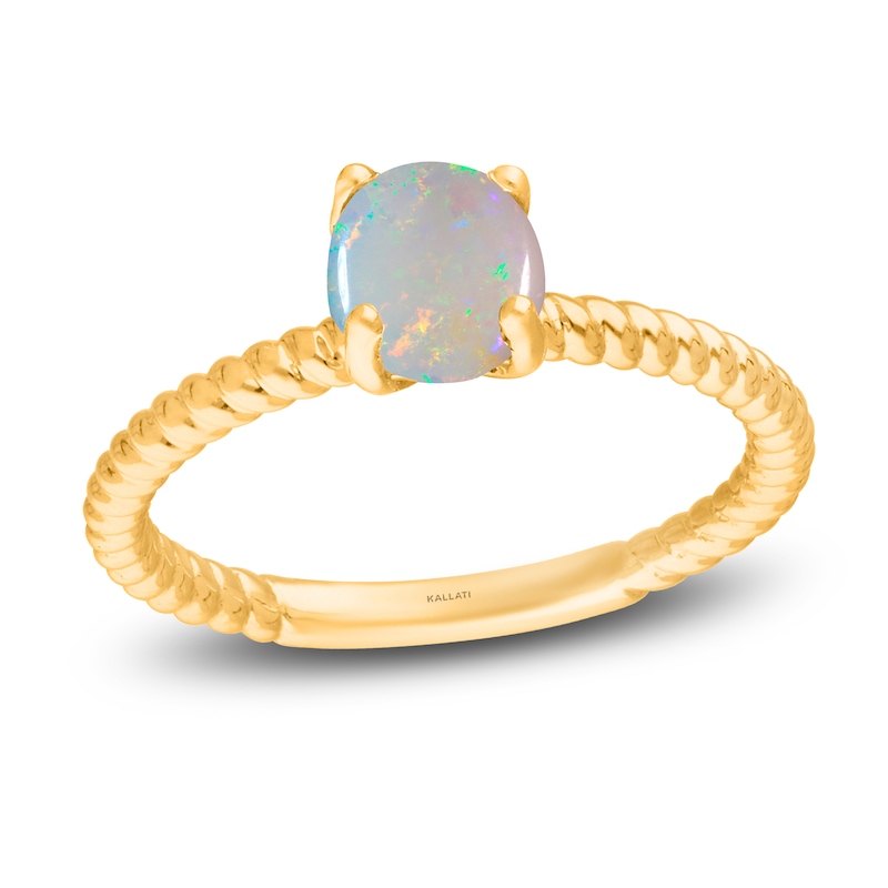 Main Image 1 of Kallati Round-Cut Natural Opal Ring 14K Yellow Gold