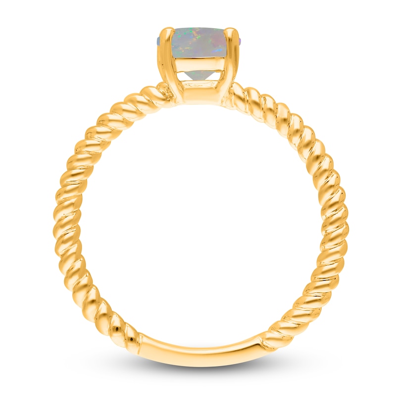 Main Image 2 of Kallati Round-Cut Natural Opal Ring 14K Yellow Gold