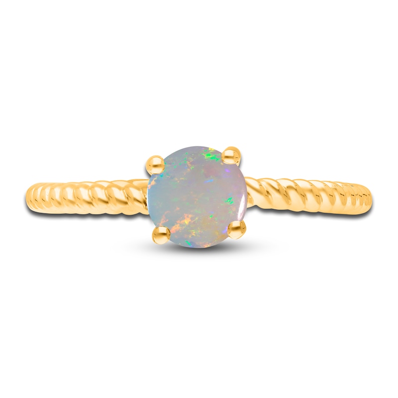 Kallati Round-Cut Natural Opal Ring 14K Yellow Gold