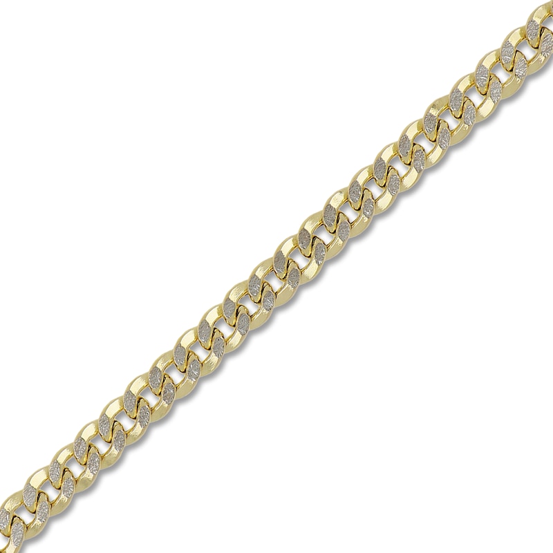 Main Image 2 of Semi-Solid Pave Curb Chain Bracelet 14K Yellow Gold 8.5&quot; 7.8mm