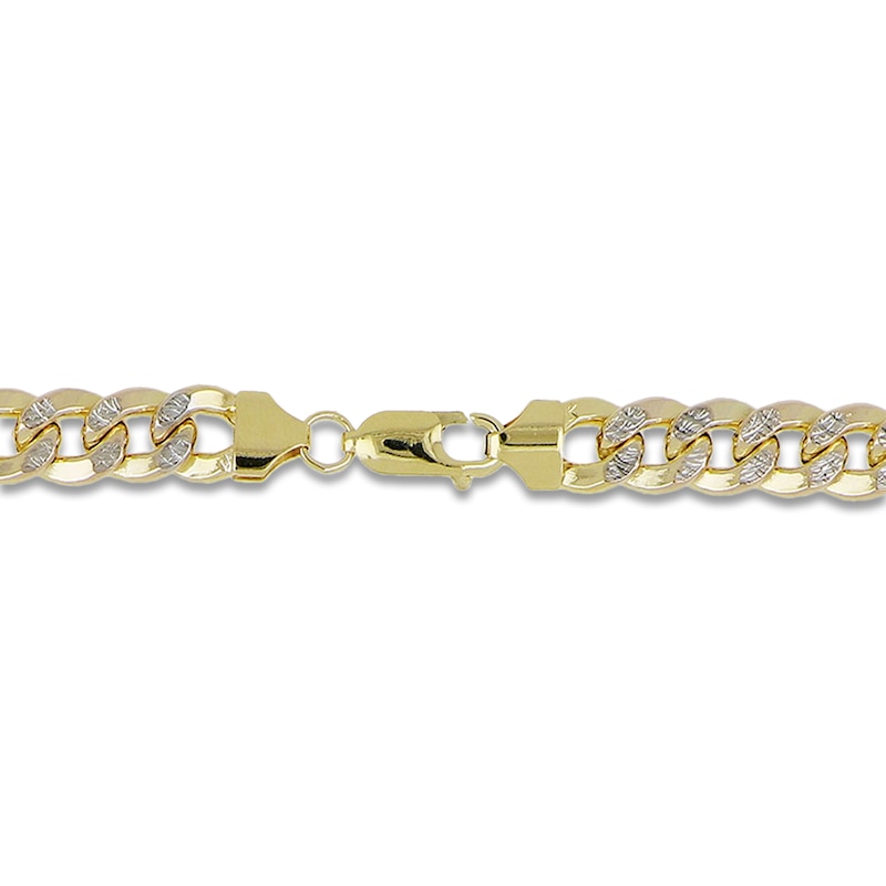 Main Image 3 of Semi-Solid Pave Curb Chain Bracelet 14K Yellow Gold 8.5&quot; 7.8mm