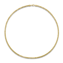 Hollow Wheat Chain Necklace 14K Yellow Gold 24&quot; 3.0mm