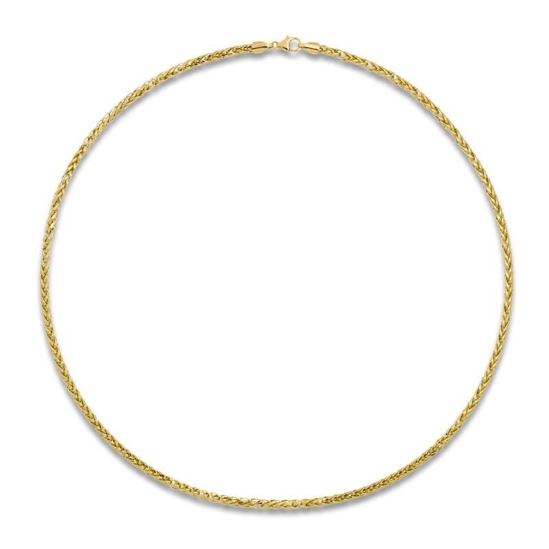 Hollow Wheat Chain Necklace 14K Yellow Gold 24