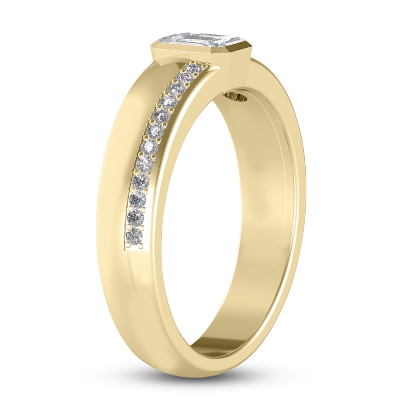 Diamond Engagement Ring 1/2 ct tw Round/Baguette 14K Yellow Gold