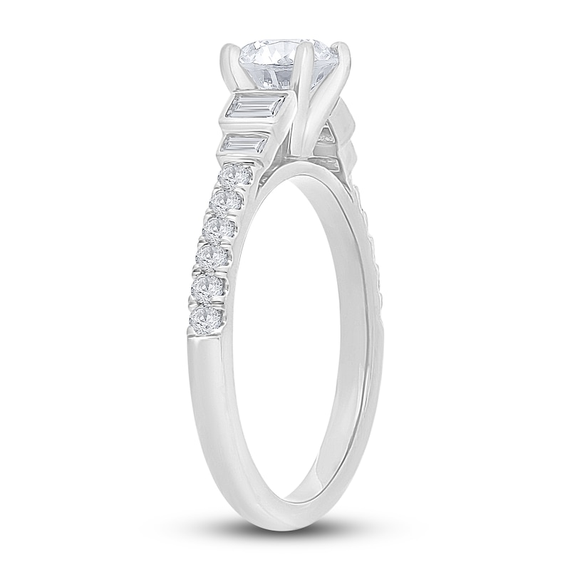 Main Image 2 of Diamond Engagement Ring 1-1/8 ct tw Round/Baguette 14K White Gold