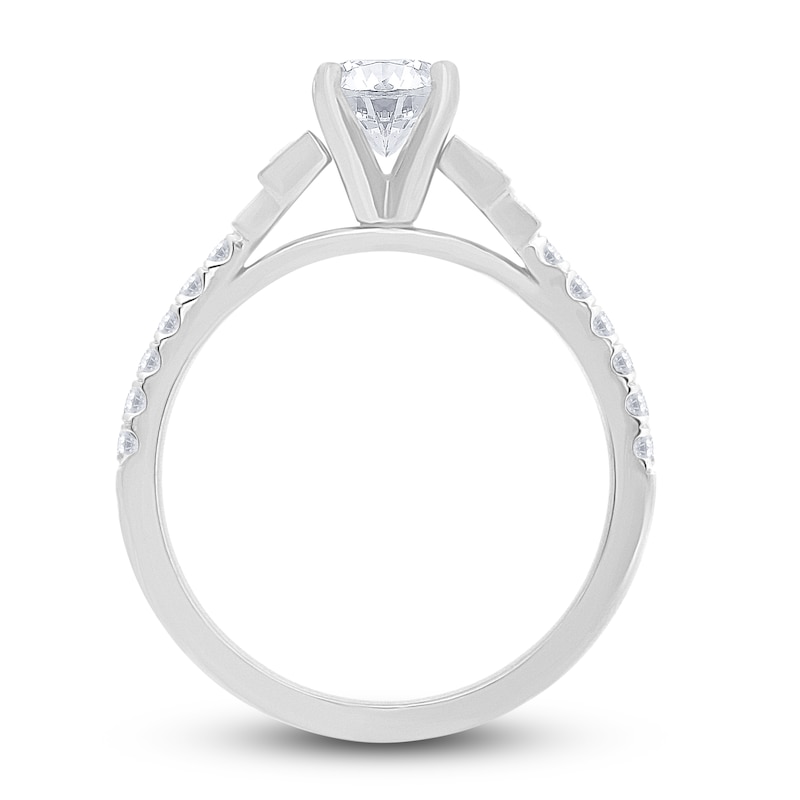 Main Image 3 of Diamond Engagement Ring 1-1/8 ct tw Round/Baguette 14K White Gold