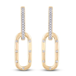 Diamond Dangle Earrings 1/10 ct tw Round 14K Yellow Gold