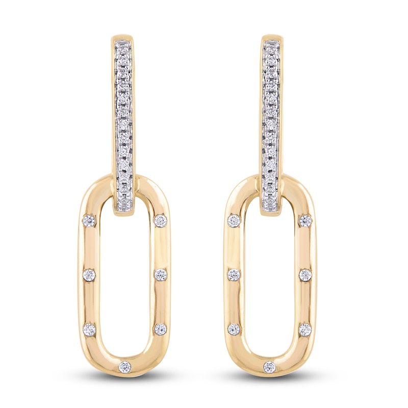 Main Image 1 of Diamond Dangle Earrings 1/10 ct tw Round 14K Yellow Gold