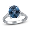 Thumbnail Image 0 of Oval-Cut Natural London Blue Topaz & Diamond Engagement Ring 1/4 ct tw 14K White Gold