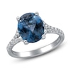 Thumbnail Image 1 of Oval-Cut Natural London Blue Topaz & Diamond Engagement Ring 1/4 ct tw 14K White Gold