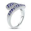 Thumbnail Image 2 of Natural Blue Sapphire & Diamond Ring 1/5 ct tw 14K White Gold