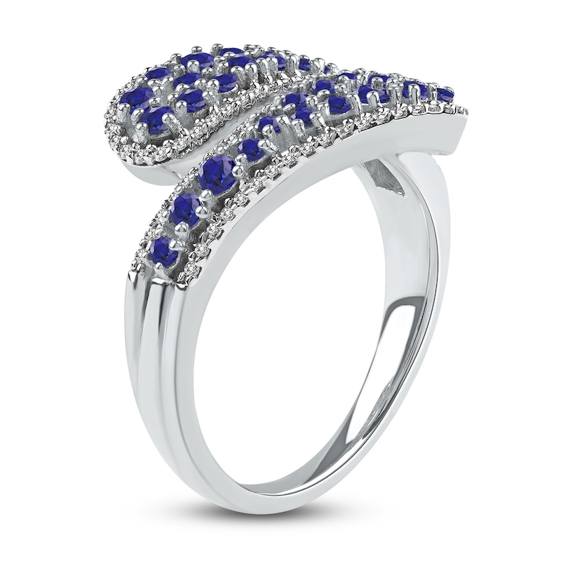 Main Image 2 of Natural Blue Sapphire & Diamond Ring 1/5 ct tw 14K White Gold