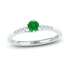 Thumbnail Image 0 of Round-Cut Natural Emerald & Diamond Ring 1/10 ct tw 14K White Gold