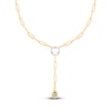 Thumbnail Image 1 of Kallati Pear-Shaped Natural Blue Topaz & Diamond Y Necklace 1/4 ct tw 14K Yellow Gold