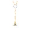 Thumbnail Image 2 of Kallati Pear-Shaped Natural Blue Topaz & Diamond Y Necklace 1/4 ct tw 14K Yellow Gold