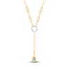 Thumbnail Image 3 of Kallati Pear-Shaped Natural Blue Topaz & Diamond Y Necklace 1/4 ct tw 14K Yellow Gold