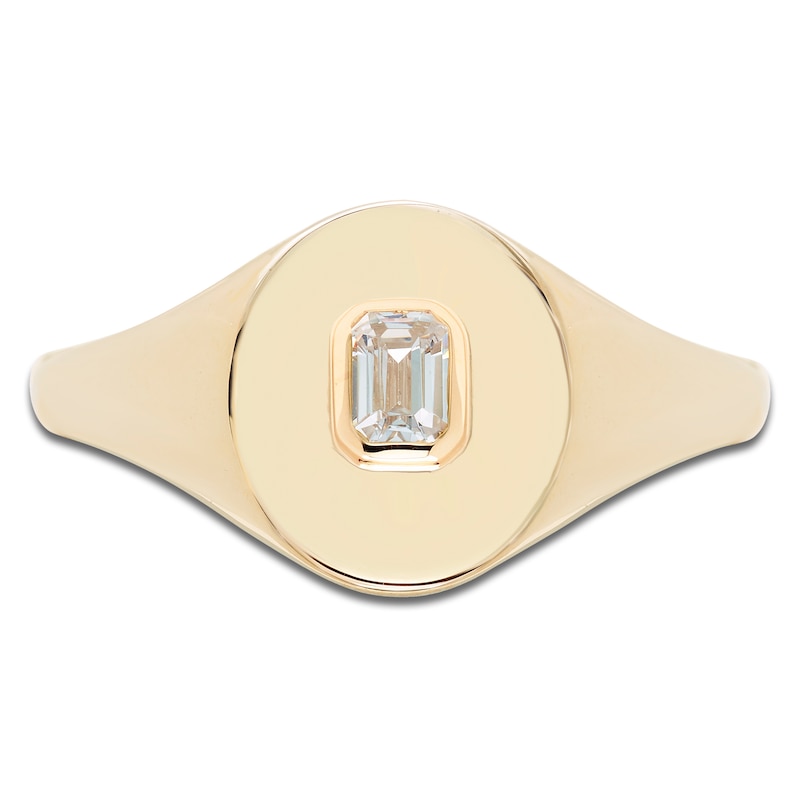 Emerald-Cut Diamond Solitaire Signet Ring 1/6 ct tw 10K Yellow Gold