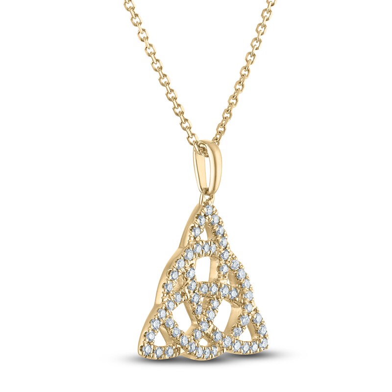 Main Image 2 of Diamond Celtic Knot Necklace 1/3 ct tw 10K Yellow Gold 18"