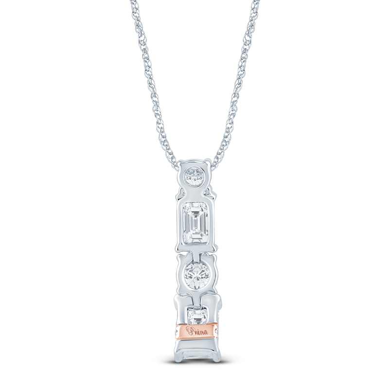 Main Image 3 of Pnina Tornai Round & Emerald-Cut Lab-Created Diamond Vertical Drop Necklace 2 ct tw 14K White Gold