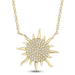 Shy Creation Diamond Sun Necklace 1/8 ct tw 14K Yellow Gold 18&quot; SC55019149