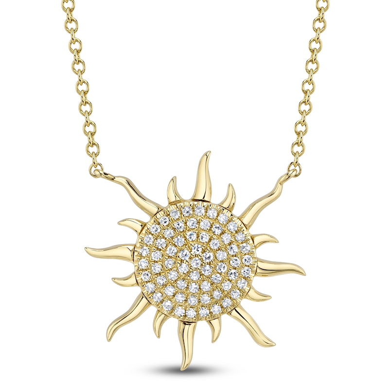 Main Image 1 of Shy Creation Diamond Sun Necklace 1/8 ct tw 14K Yellow Gold 18&quot; SC55019149