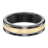 Thumbnail Image 3 of Men's Milgrain Stripe Wedding Band Black Tungsten Carbide & 14K Yellow Gold 6mm