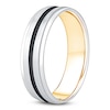 Thumbnail Image 2 of Men's Black Stripe Brushed Wedding Band 14K Two-Tone Gold 6mm