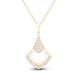 Diamond Pavé-Set Shield Necklace 1/4 ct tw 14K Yellow Gold 18&quot;