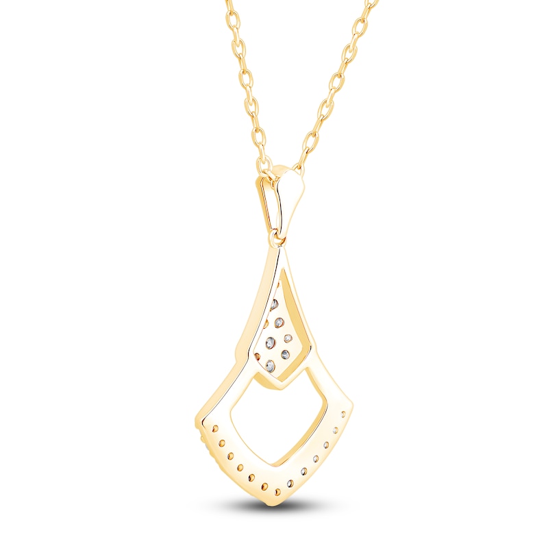 Main Image 4 of Diamond Pavé-Set Shield Necklace 1/4 ct tw 14K Yellow Gold 18&quot;