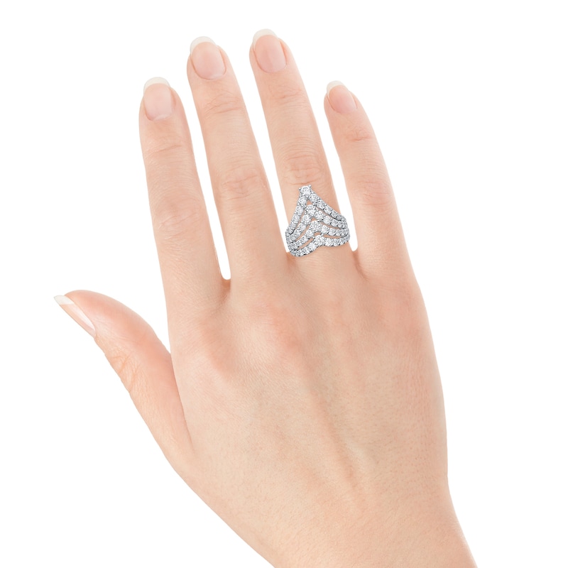 Main Image 4 of Brilliant Moments Diamond Four-Row Chevron Ring 3 ct tw 14K White Gold