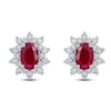 Thumbnail Image 0 of Oval-Cut Natural Ruby & Diamond Starburst Earrings 1/3 ct tw 14K White Gold