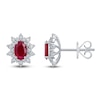 Thumbnail Image 1 of Oval-Cut Natural Ruby & Diamond Starburst Earrings 1/3 ct tw 14K White Gold