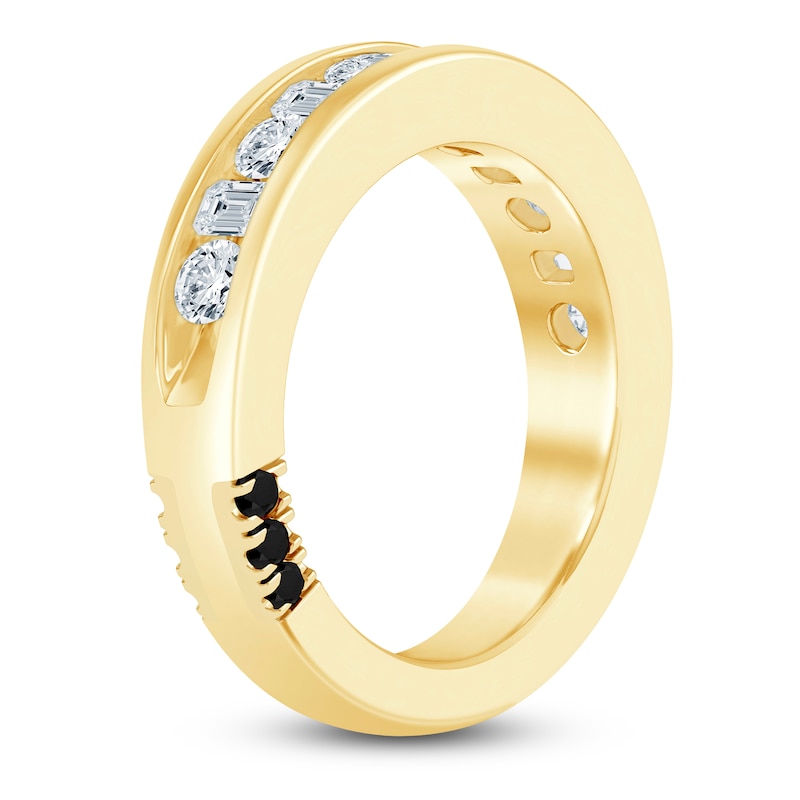 Main Image 2 of Pnina Tornai Men's Round & Emerald-Cut Diamond Channel Wedding Band 1-1/2 ct tw 14K Yellow Gold