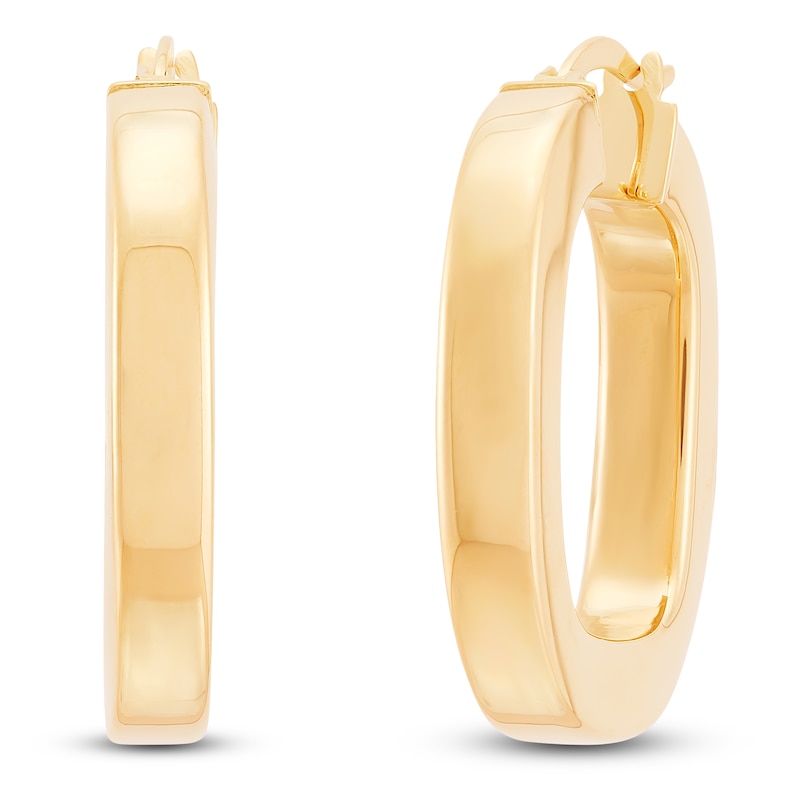 Main Image 2 of Square Tube Hoop Earrings 10K Yellow Gold