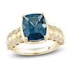 Thumbnail Image 1 of Cushion-Cut Natural London Blue Topaz & Diamond Cocktail Ring 1/5 ct tw 14K Yellow Gold