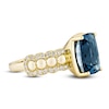 Thumbnail Image 2 of Cushion-Cut Natural London Blue Topaz & Diamond Cocktail Ring 1/5 ct tw 14K Yellow Gold